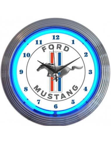 Ford Mustang Blue Neon Clock de technologie