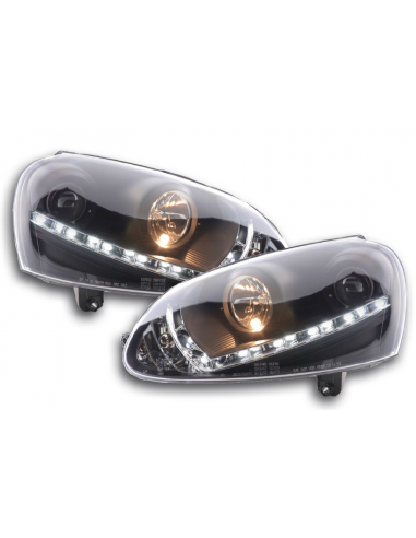 PH1028 PHARES DAYLIGHT AVEC FEUX DE JOUR POUR VW GOLF 5 (TYPE 1K) ANNÉE: 03-08 NOIR basket pas cher