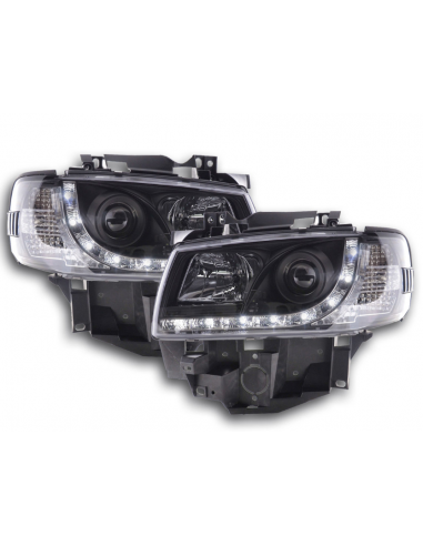 PH1032 PHARES DAYLIGHT A LED AVEC LOOK FEUX DE JOUR POUR VW BUS (TYPE T4) ANNÉE: 96-03 NOIR des créatures d'habitude