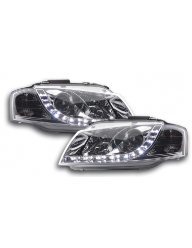 PH1042 PHARES DAYLIGHT À LED AVEC LOOK FEUX DE JOUR AUDI A3 8P/8PA AN. 03-07 CHROME pour bénéficier 