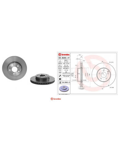 BREMBO 09.B280.41 JEU DE 2 DISQUES DE FREIN AVANT  MERCEDES-BENZ CLASSE E, C, SLK Les magasins à Paris